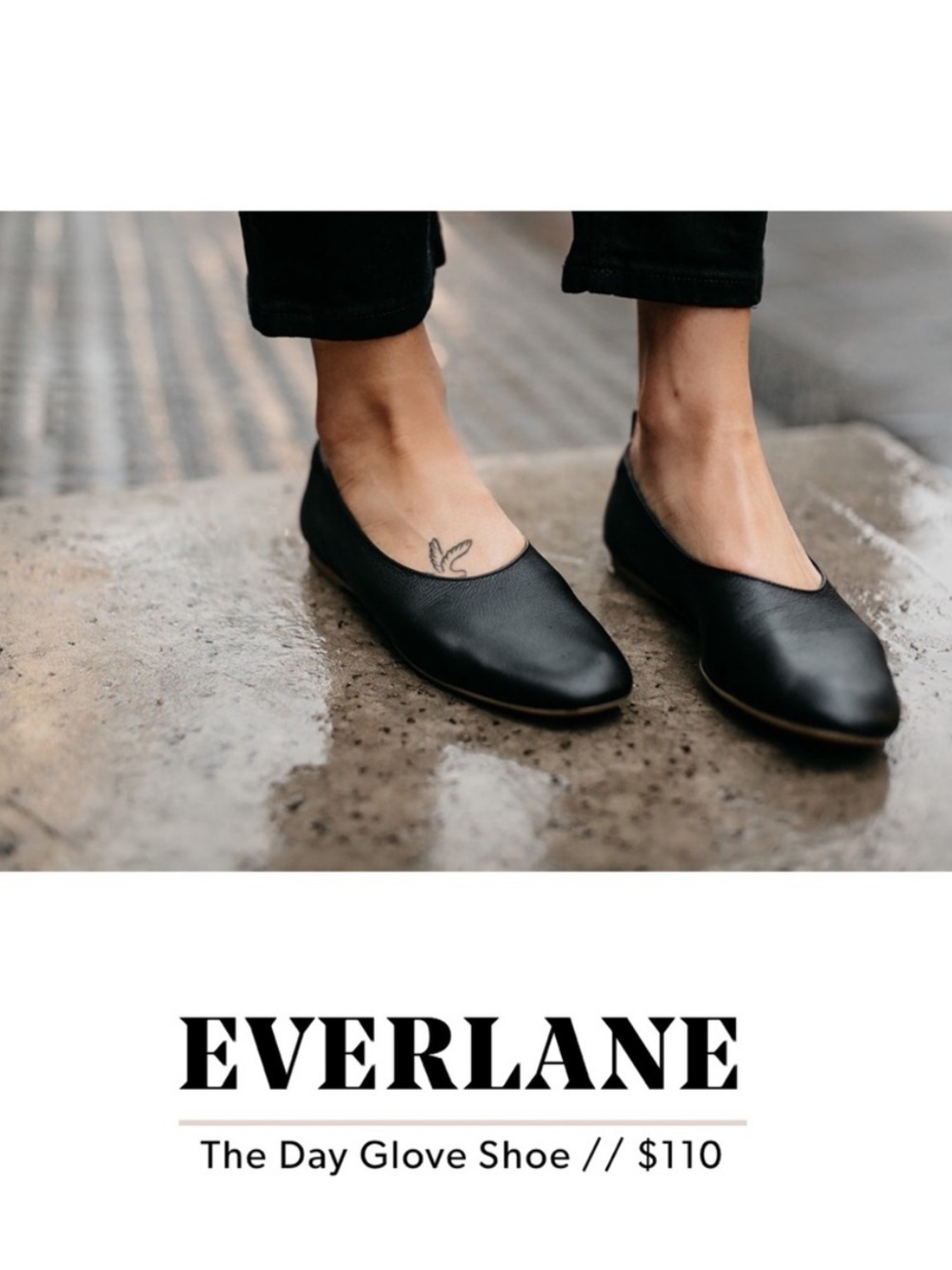 Everlane’s The Day Glove Black Leather Flat Shoe